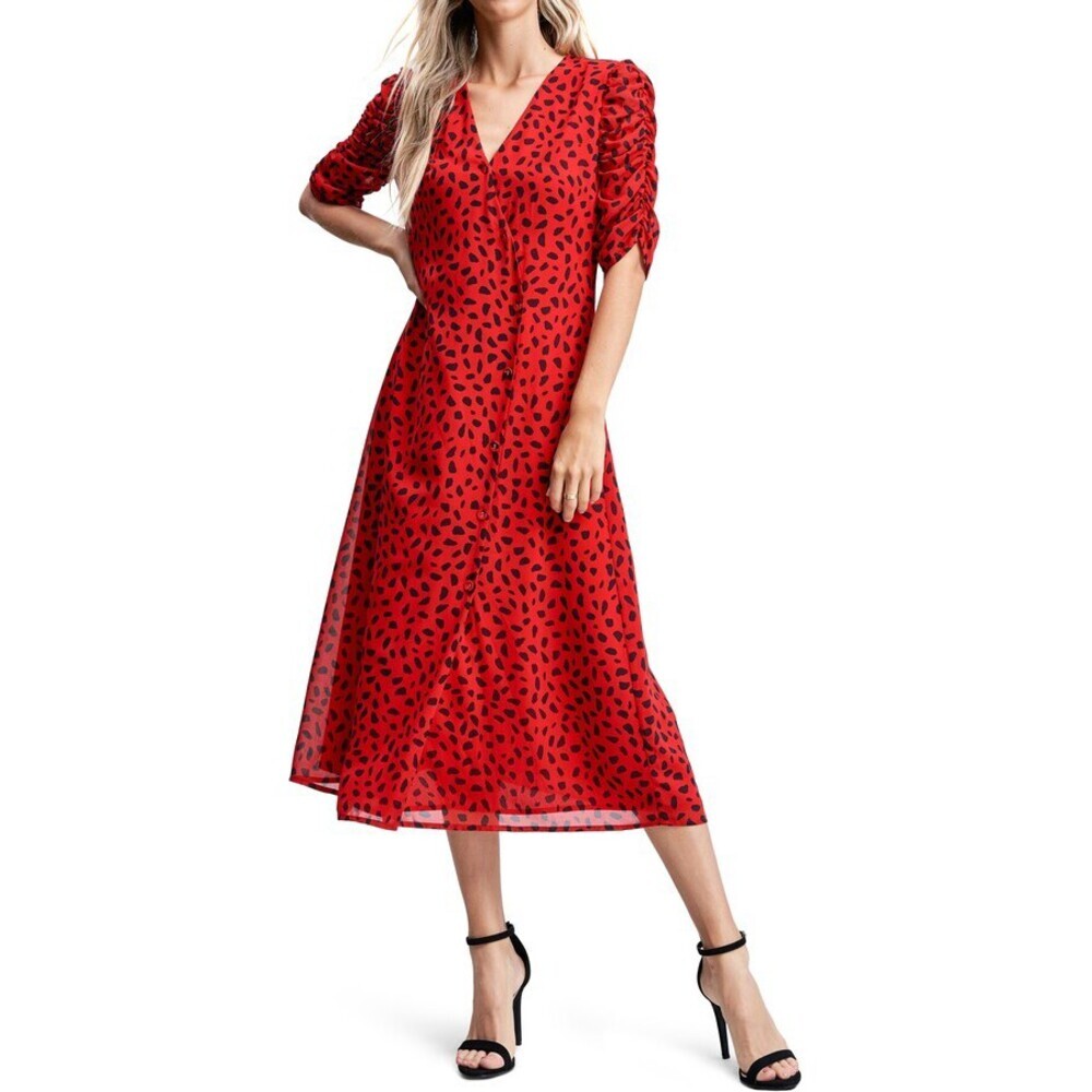 En Saison Women's Bella Maxi Dress Red Animal Print Size M fits smaller